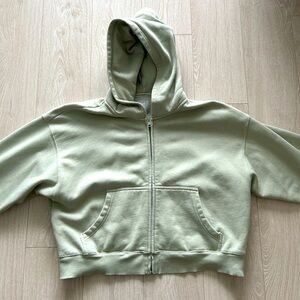 Sage green TNA cozyAF zip up hoodie